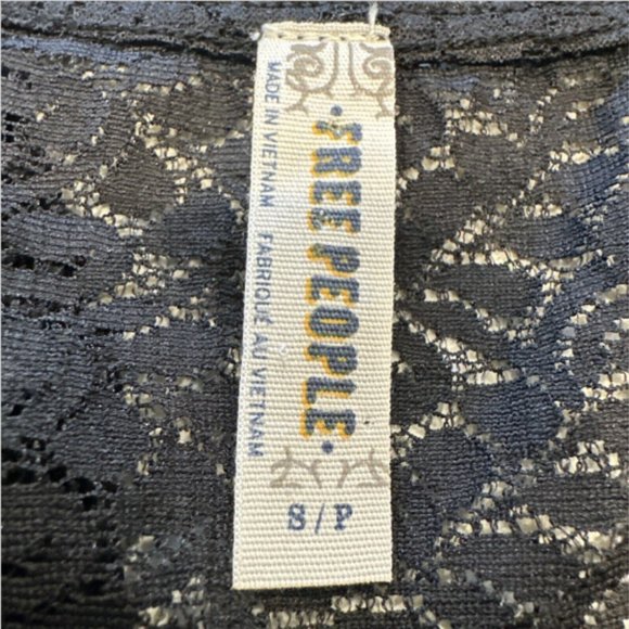 Free People Small‎ Black Sleeveless Blouse Lace Ruffles Stretch Sheer Tank Top - Picture 5 of 10